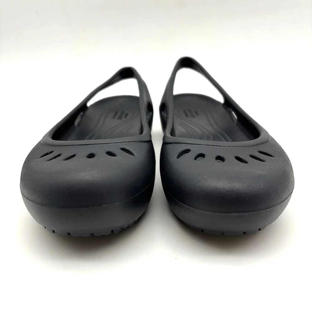 NEW Crocs KADEE Black Slip On Round Toe Slingback Ballet Flats Women's US7 UK5
